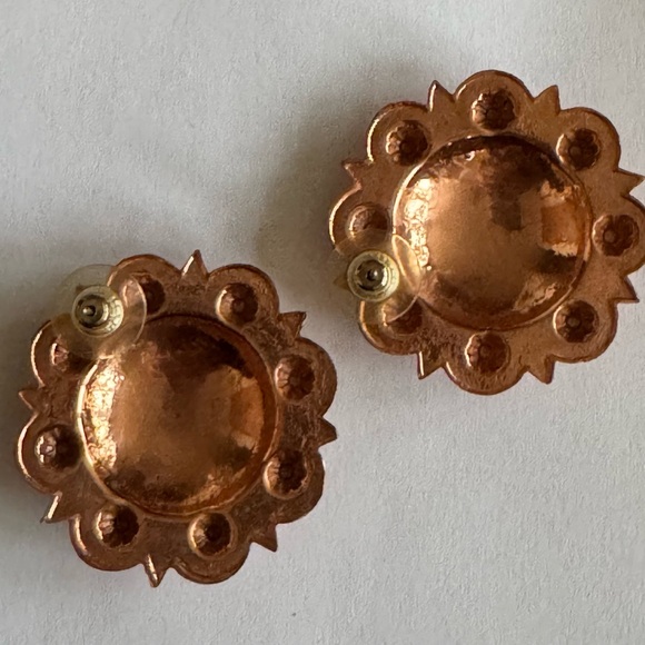Large Copper Concho Stud Earrings - Picture 4 of 4